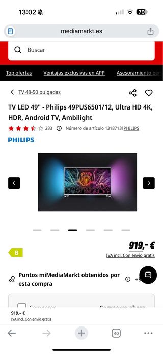 Televisor Philips 49” 49PUS6501/12