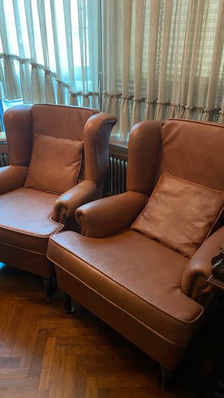 Oferta!!! 2x1 Sillón de cuero marrón