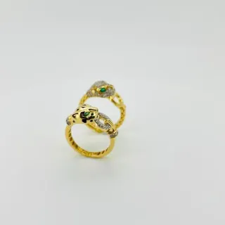 ANILLO PANTERA CON CIRCONITAS. Oro 18k.