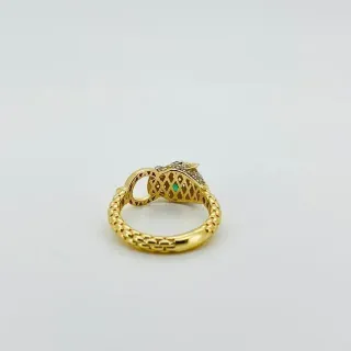 ANILLO PANTERA CON CIRCONITAS. Oro 18k.
