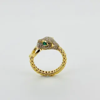 ANILLO PANTERA CON CIRCONITAS. Oro 18k.