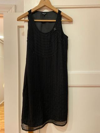 Vestido fiesta mujer negro con pedrería