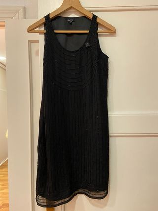 Vestido fiesta mujer negro con pedrería
