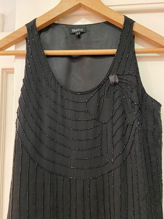 Vestido fiesta mujer negro con pedrería