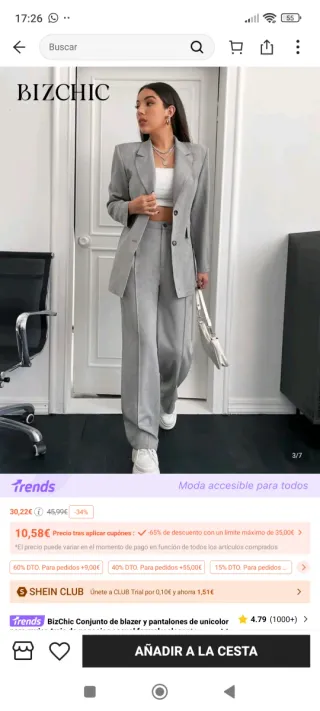 Traje pantalón gris