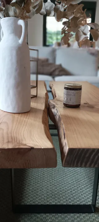 Mesa de centro madera maciza rústica