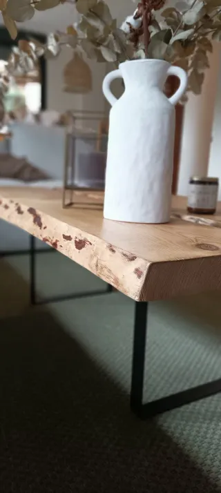 Mesa de centro madera maciza rústica