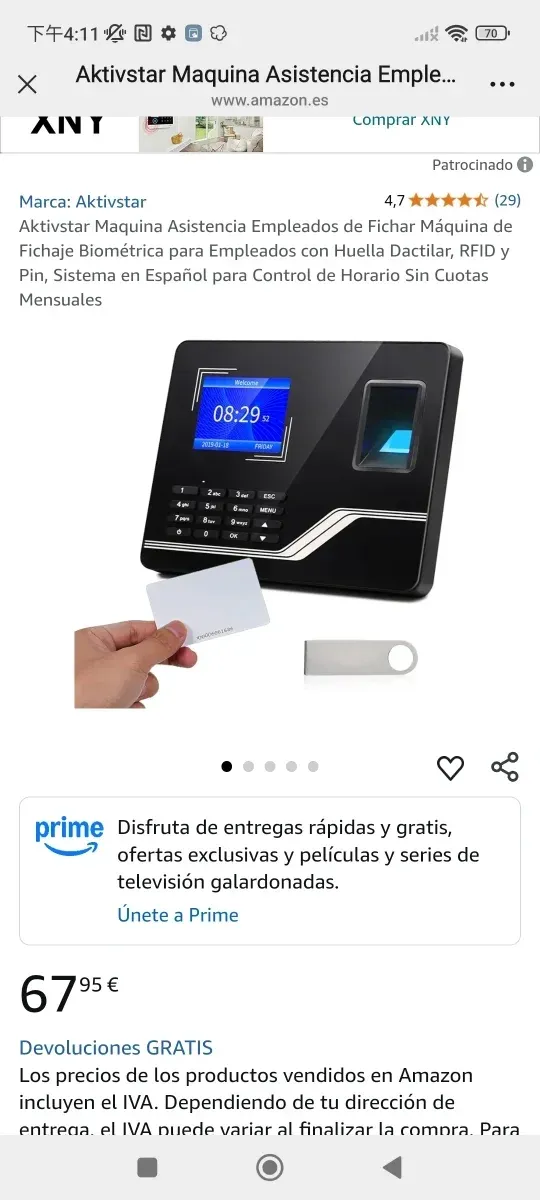 Máquina control horario Aktivstar