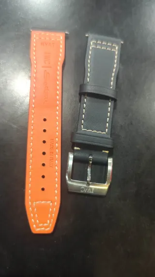 Cinturino IWC in pelle nera da 20mm con fibbia dorata