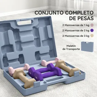 Juego Mancuernas 6 Piezas (1kg, 2kg)