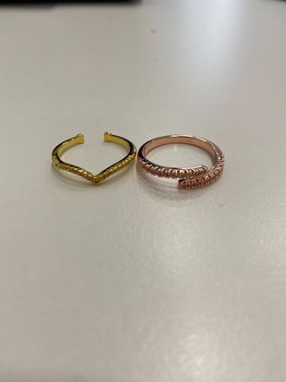 2 anelli regolabili oro rosa e giallo