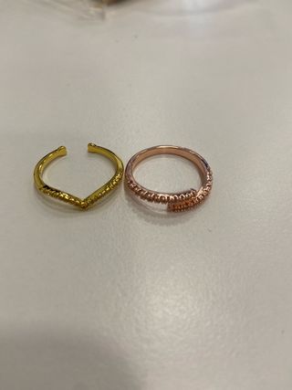 2 anelli regolabili oro rosa e giallo