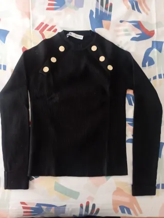 Jersey Zara Negro Botones Talla XS