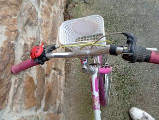 Bicicleta infantil rosa y blanca