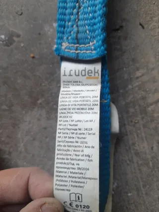 línea vida 20 metros con 2 mosquetones