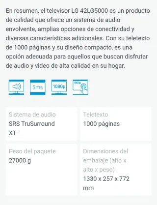 Televisor LG 42'' Negro