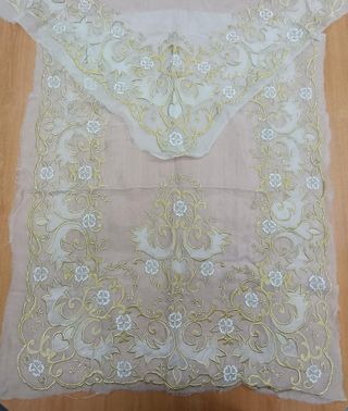 Manteleta fallera seda oro marfil sin lentejuelas