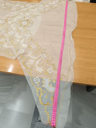 Manteleta fallera seda oro marfil sin lentejuelas
