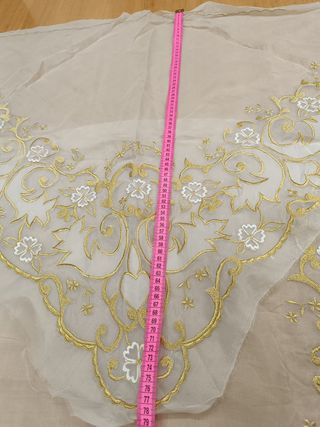 Manteleta fallera seda oro marfil sin lentejuelas