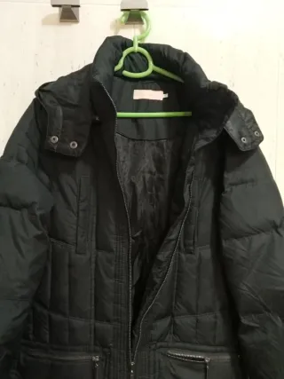 Abrigo plumífero negro largo largo 1