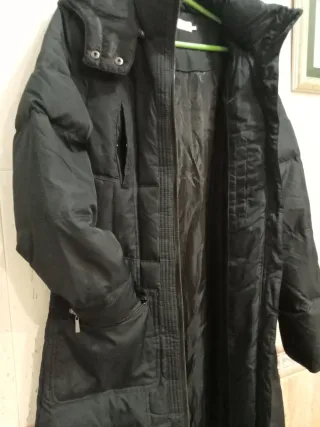 Abrigo plumífero negro largo largo 1