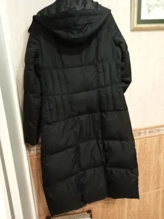 Abrigo plumífero negro largo largo 1