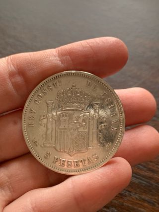 Moneda Plata 5 Pesetas Alfonso XIII año 1889