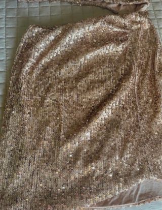 Abito monospalla glitter oro rosa taglia S