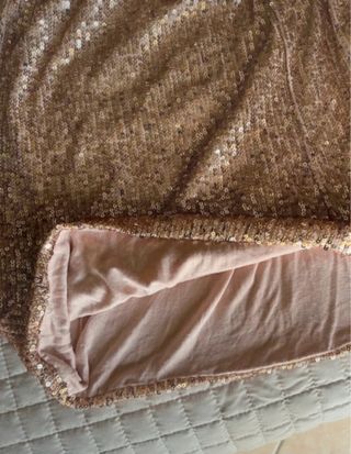 Abito monospalla glitter oro rosa taglia S