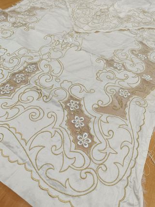 Manteleta fallera seda salvaje RECORTE oro 94cm