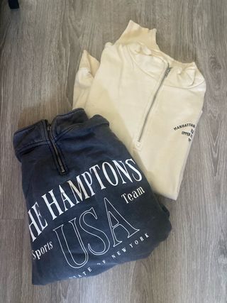 Pack Sudaderas 1/4 cremallera beige y negra