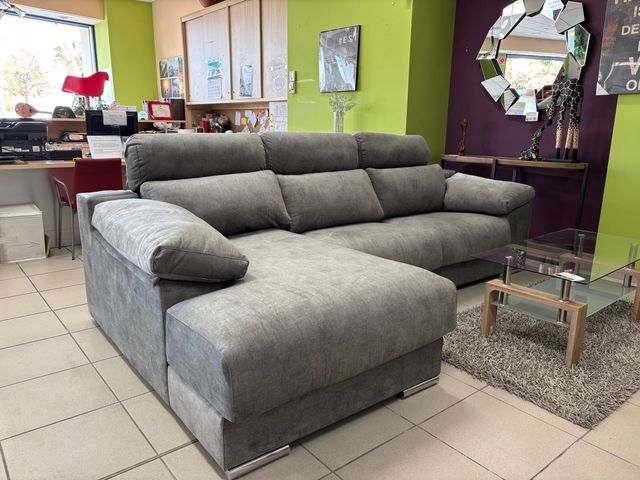 Sofá chaise longue gris extraíble