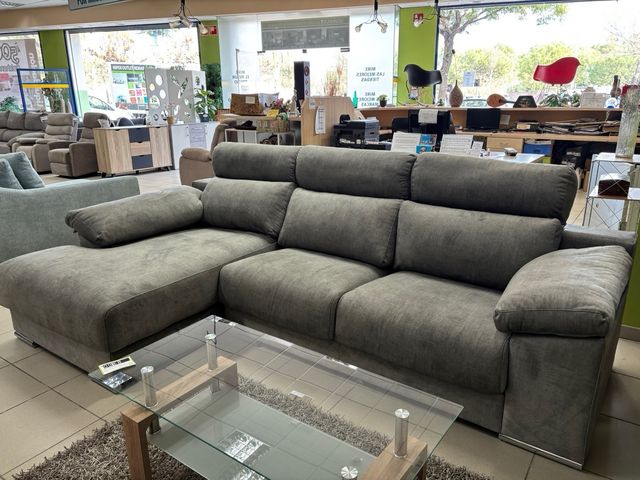 Sofá chaise longue gris extraíble