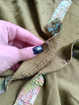 Cardigan Zara Paillettes Oro Verde Oliva