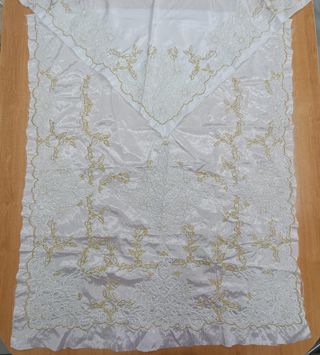 Manteleta fallera RECORTE seda salvaje blanc 105cm