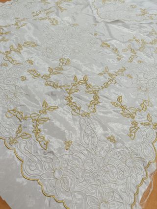 Manteleta fallera RECORTE seda salvaje blanc 105cm