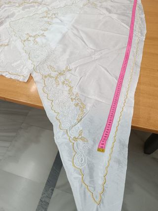 Manteleta fallera RECORTE seda salvaje blanc 105cm