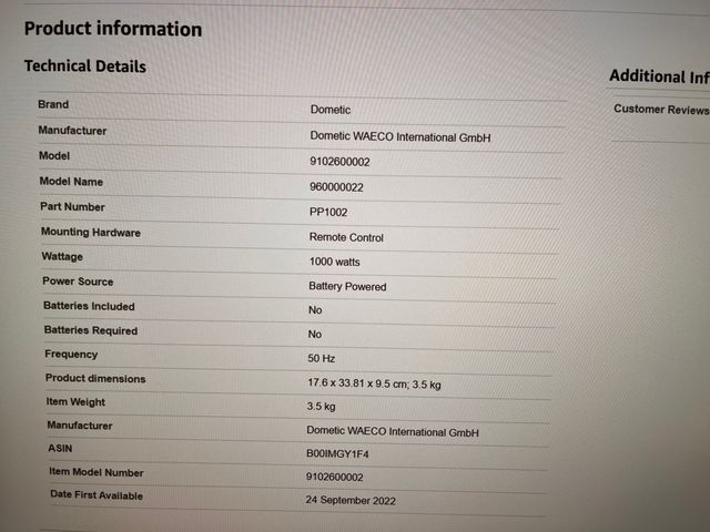 Convertidor Dometic 1000w 12V a 220V