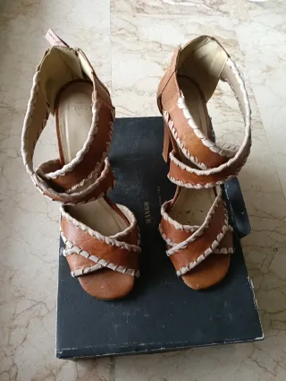 Sandalias Mango Touch tacón marrón talla 41