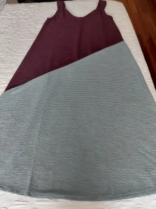 Vestido marrón y azul claro