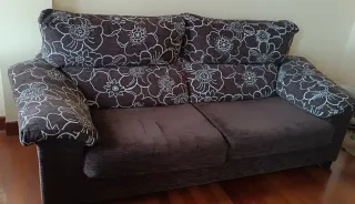 Sofá 3 y 2 plazas marrón estampado floral