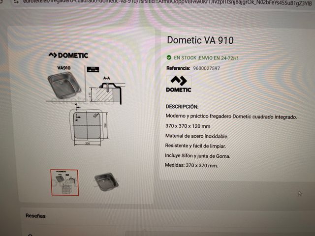 Fregadero Dometic VA 910 Acero Inoxidable
