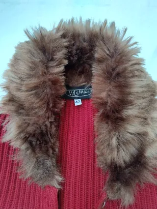 Cardigan Vassalli finta pelliccia rosso M