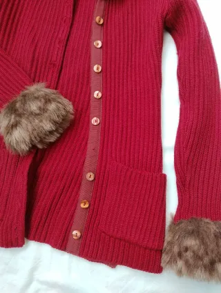Cardigan Vassalli finta pelliccia rosso M