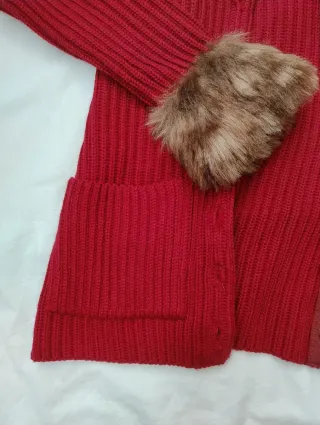 Cardigan Vassalli finta pelliccia rosso M