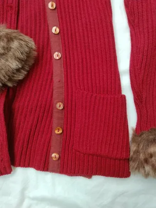 Cardigan Vassalli finta pelliccia rosso M