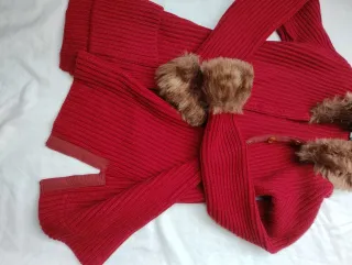 Cardigan Vassalli finta pelliccia rosso M