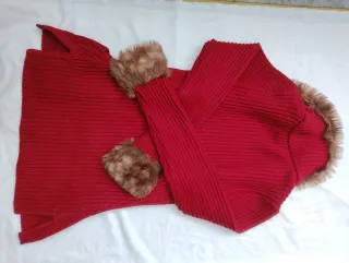 Cardigan Vassalli finta pelliccia rosso M