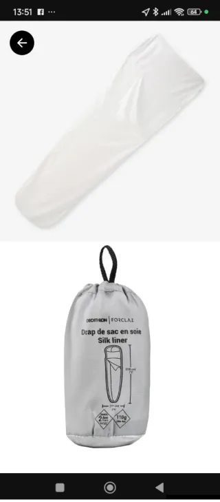 Sábana seda saco dormir Forclaz