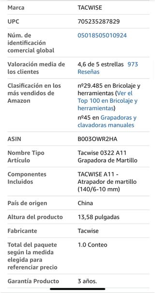 Grapadora de martillo Taceise A11